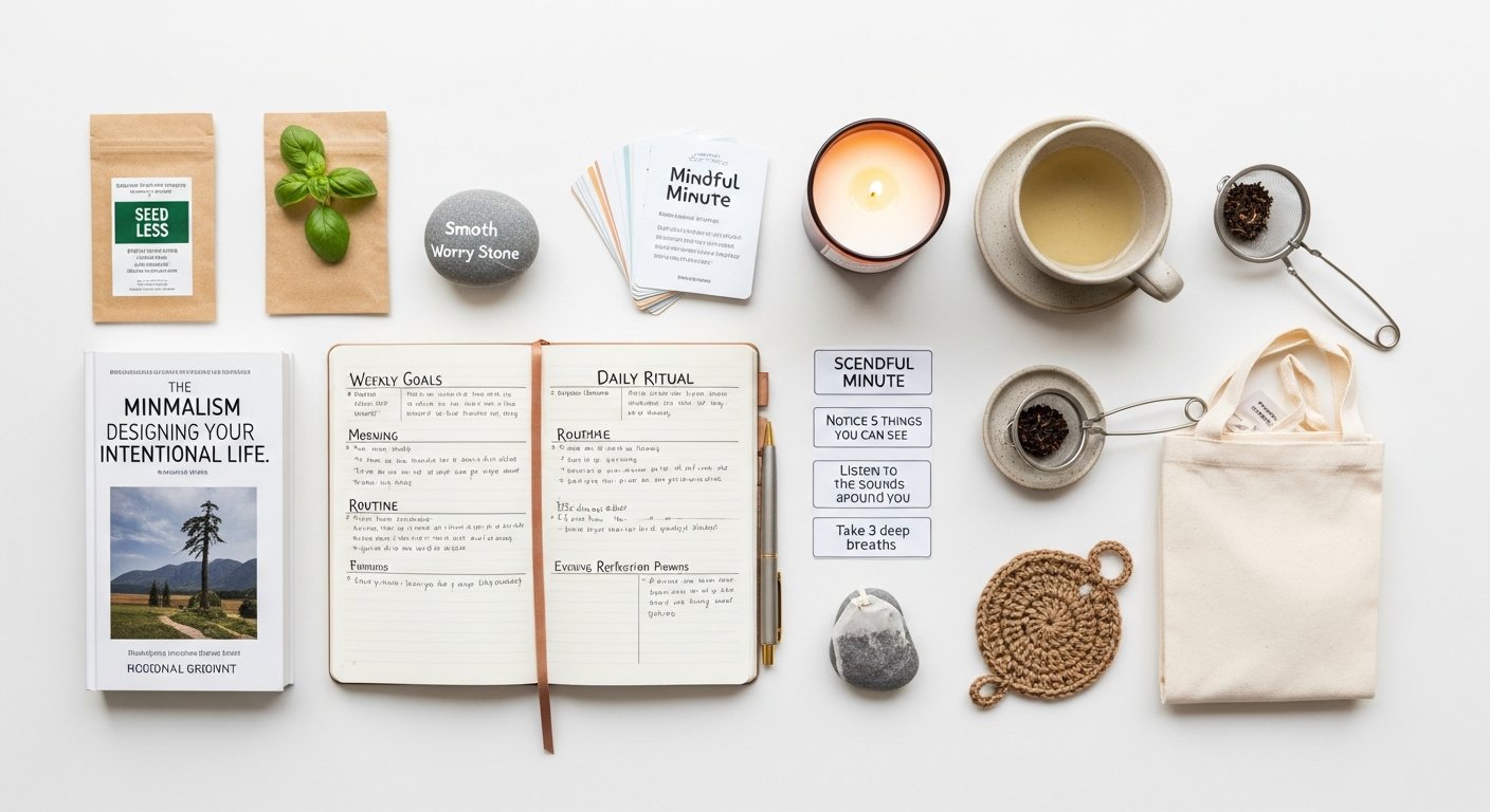 Featured illustration of a woman practicing intentional living habits for a women's lifestyle article