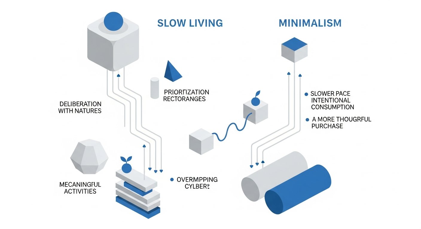 slow living vs minimalism - infographic 4 illustration