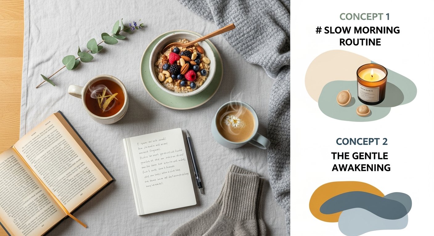 Woman enjoying a slow morning routine with coffee and an open book &mdash; women's lifestyle featured image
